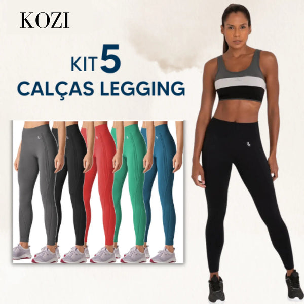 Kit 5 Calças Legging + Brinde - Aumenta Bumbum e Afina Cintura - DIRETO DA FÁBRICA (Últimas Unidades!)