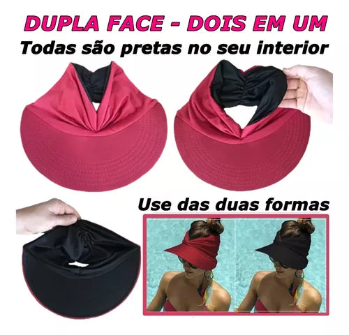 Viseira Feminina Dupla Face Turbante Proteção Solar Fps 50