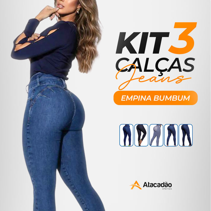 Kit 3 Calças Lipo Jeans Modeladoras [DIRETO DA FÁBRICA]